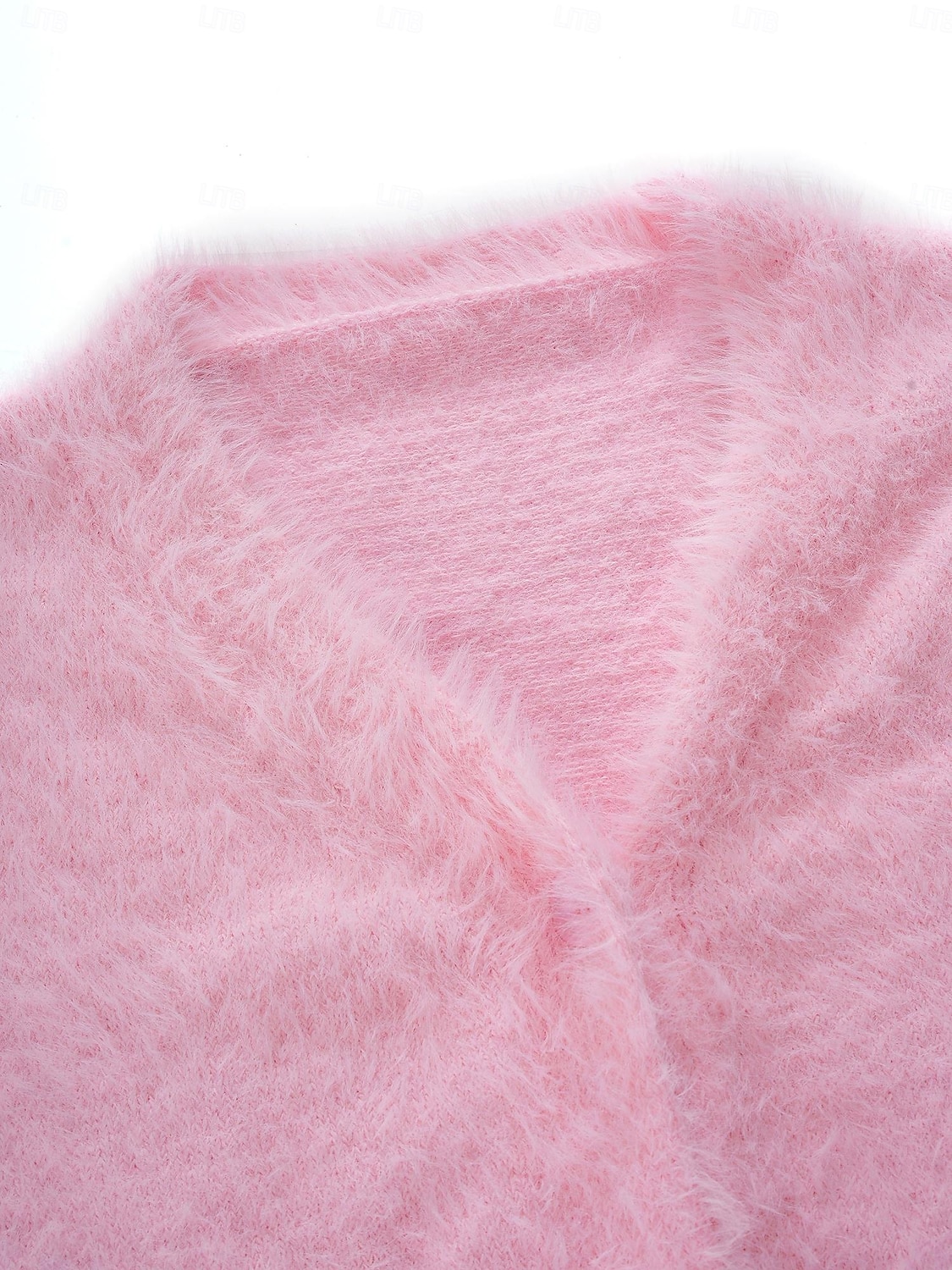 dam oversize cardigan fuzzy v-ringad stickad höst vinter arbete helg elegant mode streetwear långärmad enfärgad rosa ljusgrå 2025 - $52.99 –P5