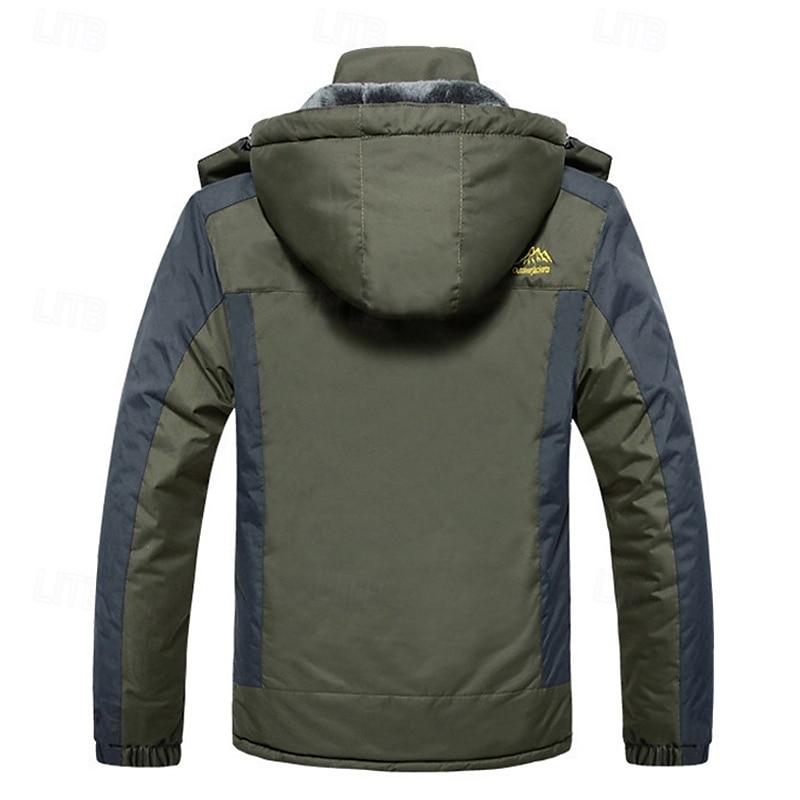 Herr Utomhusjacka Vinterkappa Fleece-jacka Hoodiejacka Dagligen Semester Håller värmen Vindtät Ficka Avtagbar huva Vår & Höst Färgblock Mode Klassisk Huva Normal Svart Röd Kungsblå Armégrön Jacka 2025 - $45.99 –P13