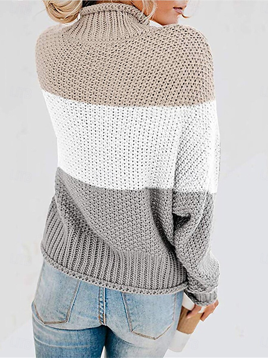 Femme Pull Chandail Pull Décontractées Flexible Rayé A côtes Mao Patchwork Tricoté manche longue Hauts réguliers Tricoter Extérieur du quotidien Fin de semaine Noir Rouge Automne Hiver de 2025 ? $45.99 –P4