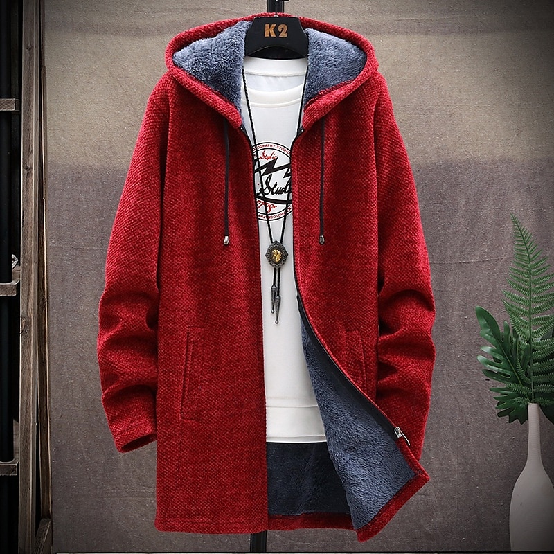 Homens Sueter Cardigan Suéter com zíper Suéter de malha Estriado Tricotar Túnica Patchwork Bolsos Tecido Com Capuz Moda Clássico Roupa Diária Encontro Roupa Outono & inverno Preto Vinho L XL 2XL de 2025 por $33.99 –P2