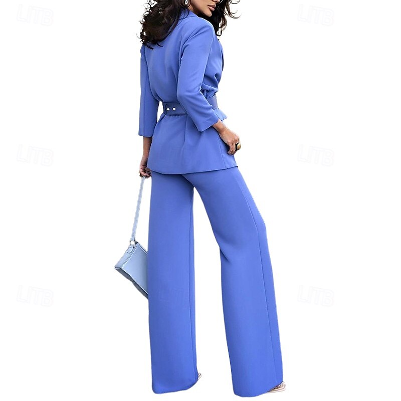 Mujer Trajes Formal Botón Color sólido Cómodo Moda Ajuste regular Ropa de calle Primavera Negro S 2025 - $88.99 –P6