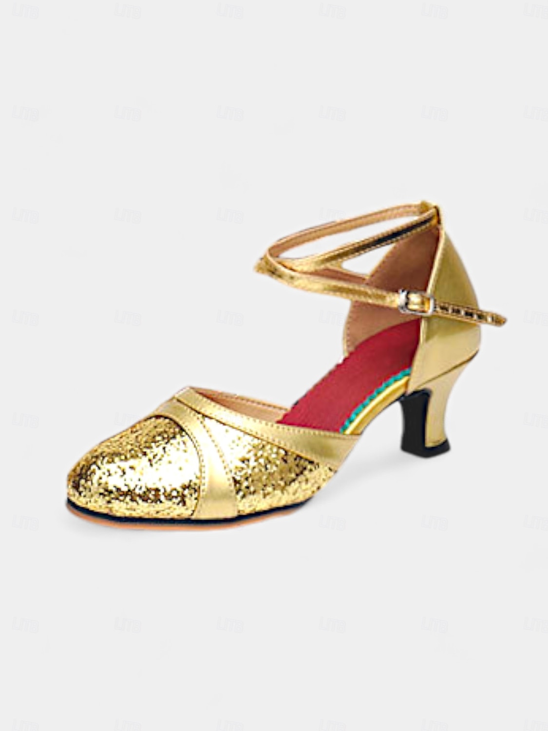 Gouden glitter dansschoenen voor dames met kruisbandontwerp – sprankelende ballroom- en latinhakken voor optredens en oefeningen 2025 - $32.99 –P6