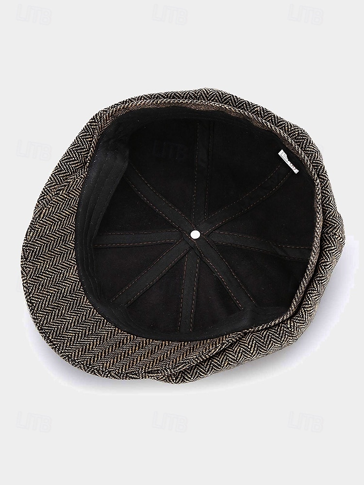 Men's Herringbone Newsboy Cap – Classic Vintage Style Tweed Flat Cap for Autumn and Winter 2025 - $19.99 –P5