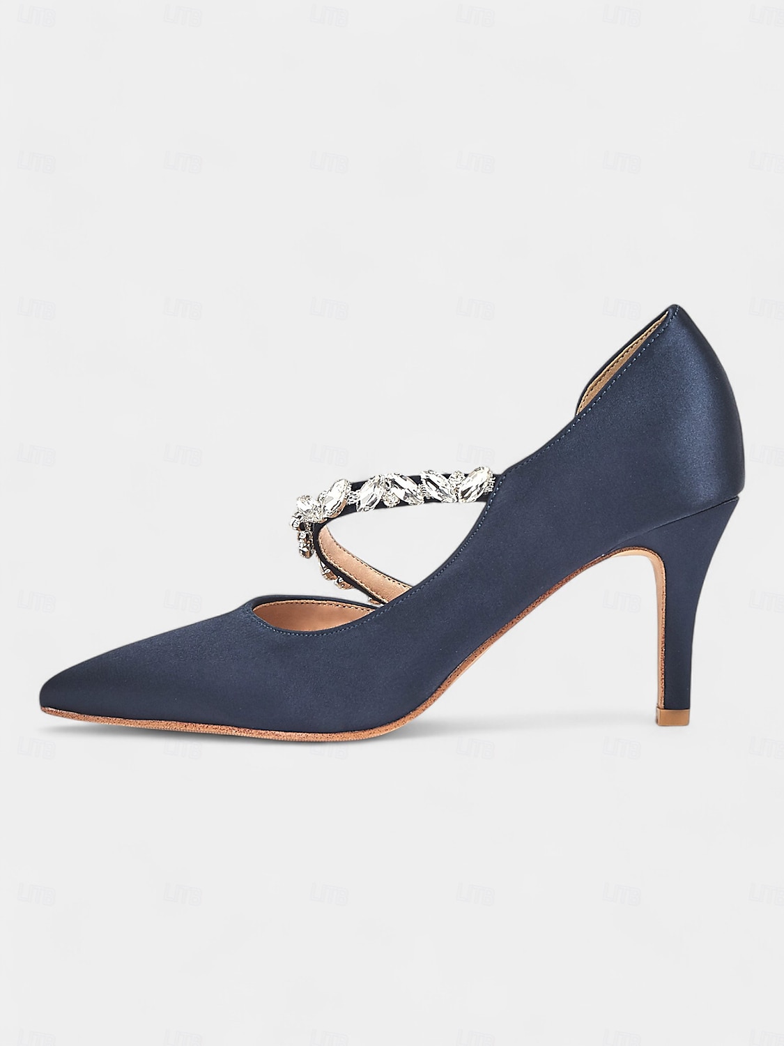 Damen-Pumps aus Satin mit Strasssteinen verziert – elegante Pumps mit spitzer Spitze für formelle Anlässe und Hochzeiten 2025 - $54.99 –P5