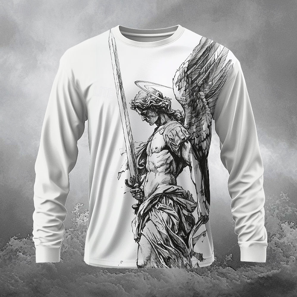Voor heren Duivel T-shirt Lange mouw T-shirt 3D-afdrukken Strakke ronde hals Overhemd Modieus Dagelijks Ontwerper Straat Casual Wit 1 Wit Zomer Lente Herfst Kleding S M L XL XXL XXXL 2025 - $16.99 –P3
