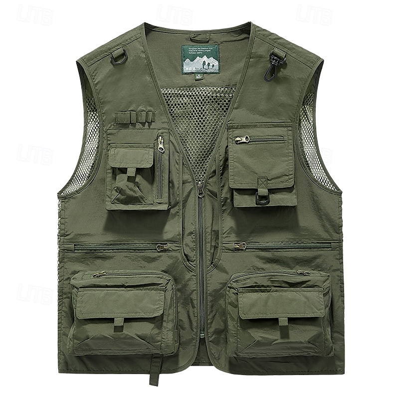 Per uomo Gilet / gilet da escursionismo Gilet di pile da escursione Senza maniche Gilè Esterno Traspirante Comodo Tasche Nylon Nero Verde militare Rosso Caccia Pesca Scalate del 2025 a $26.99 –P14