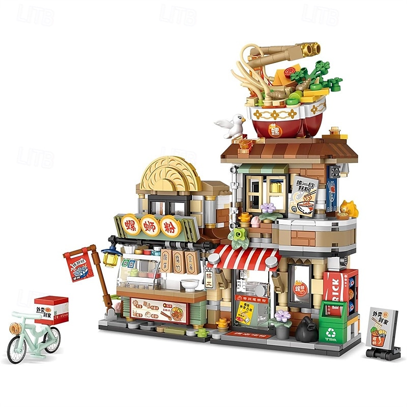 Mini blocs de construction de magasin de nouilles avec vue sur la rue, ensemble de jouets de construction créatifs pour filles de 7 à 9 ans, 870 pièces, jouet de construction d'architecture de de 2025 ? $28.99 –P1