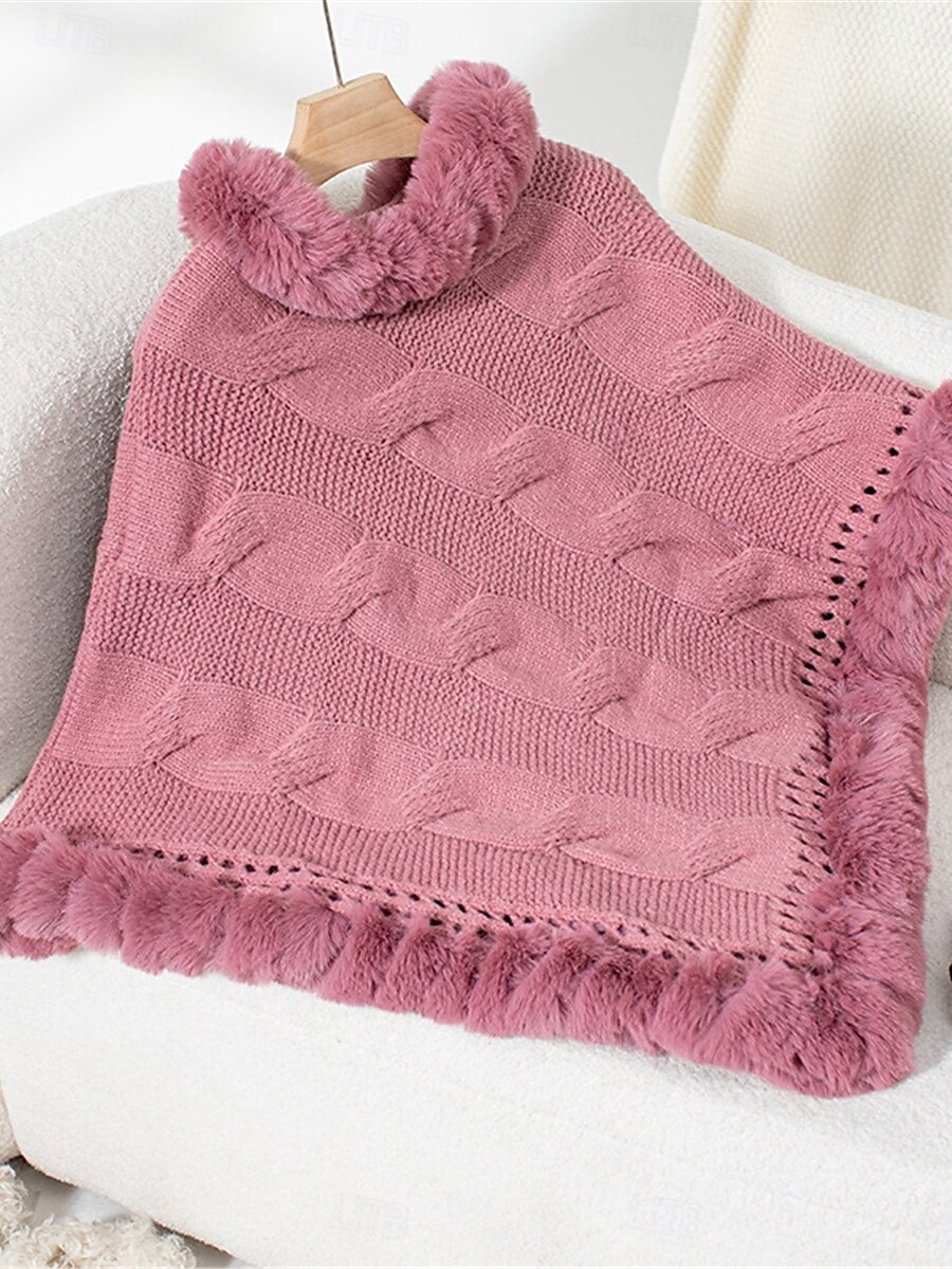 Dam Bolero Ledigt Mjukt Ren färg Ribbad Polokrage Stickat Långärmad Vanliga toppar Sticka Utomhus Dagligen Helgen Fuchsia Aprikos Höst Vinter 2025 - $73.99 –P7