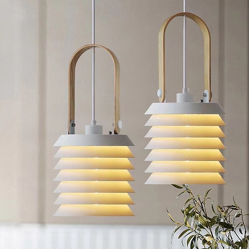lampada a sospensione in metallo lampada a sospensione moderna di metà secolo luci a sospensione in ferro bianco con strato design fienile lampadario nordico vintage per sala da pranzo 110-240v 21cm del 2025 a $150.99 –P5
