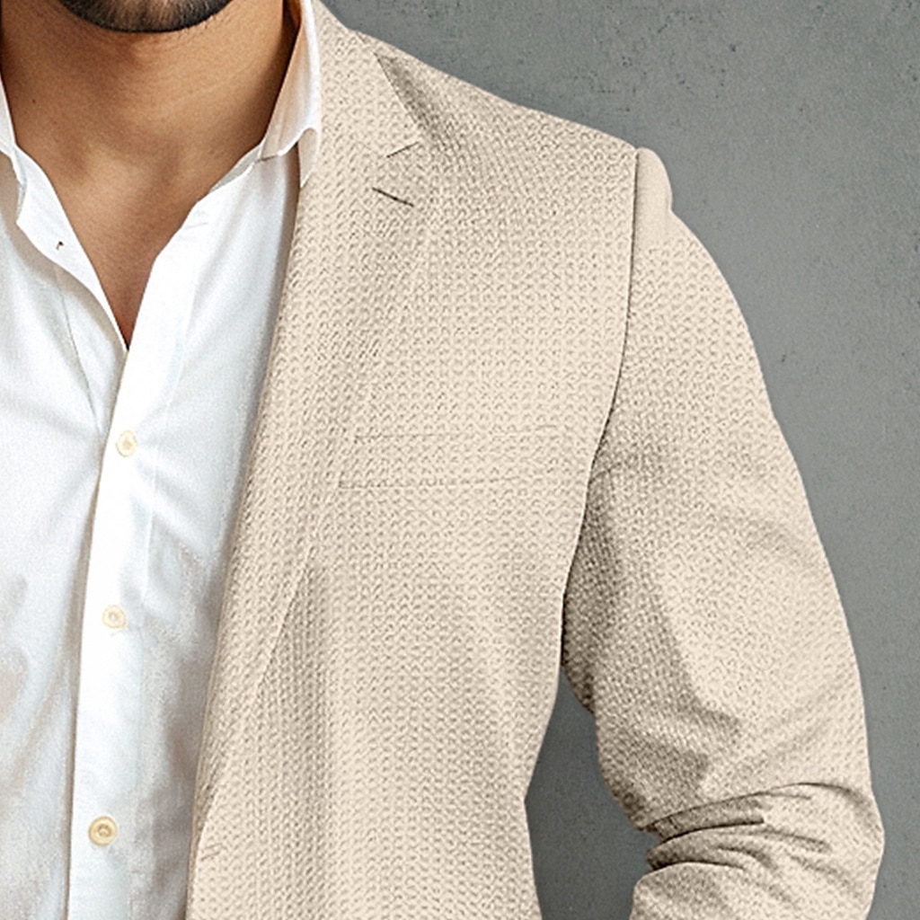 jaqueta masculina waffle blazer casaco esportivo formal casamento aniversário elegante moda primavera&amp;blazer de tecido waffle de outono, simples, de dois botões, marrom escuro, preto, verde de 2025 por €42.99 –P2