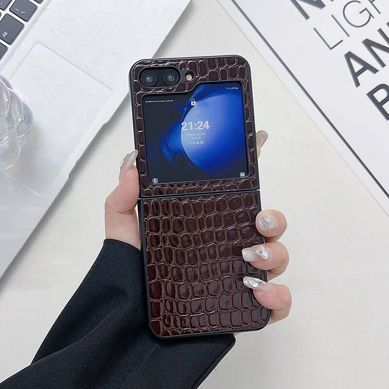 2025年 電話 ケース 用途 Zフリップ6 Z Flip 5 Z Flip 4 Z Flip 3 バックカバー 耐衝撃 レトロ風 TPU PUレザー  コレクション – $14.99 –P12