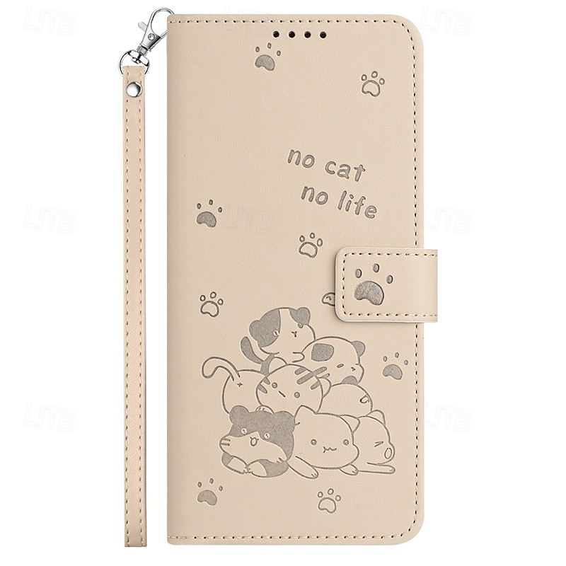 telefone Capinha Para iPhone 16 Pro Max Plus iPhone 15 Pro Max Plus iPhone 14 13 12 11 Pro Max Plus Mini SE Capa para Cartão Wallet Com Suporte Proteção de corpo inteiro com pulseira Gato Retro TPU de 2025 por $16.99 –P5