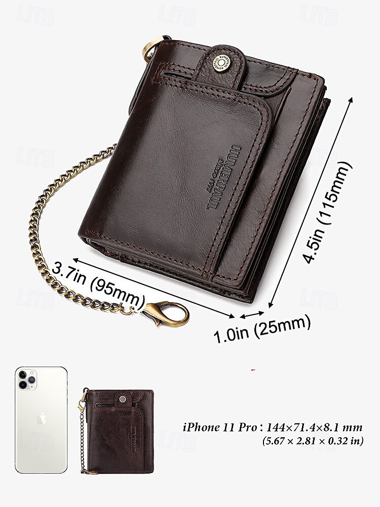 Men's Premium Cowhide RFID Blocking Wallet - Vintage Bifold Leather Wallet with Coin Zipper, Card Slots for Everyday Use 2025 - $26.99 –P8