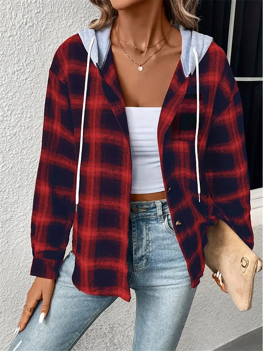 Veste décontractée Femme Extérieur Plein Air Usage quotidien mode Décontractées Avec poches Imprimer Normal Manteau Rose Claire Rouge Marron Automne Hiver Boutonnage Simple Sweat à capuche Standard S de 2025 ? $27.99 –P5
