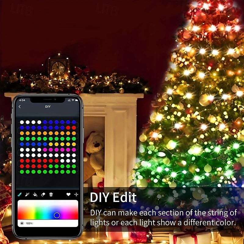2025年 20m 200 LED USB Bluetooth RGB ストリングライト、ポイントコントロール付き、色が変わるストリング、クリスマスウィンドウデコレーション、DIYシーン、クリスマス&ホリデーライト  コレクション – $22.99 –P9