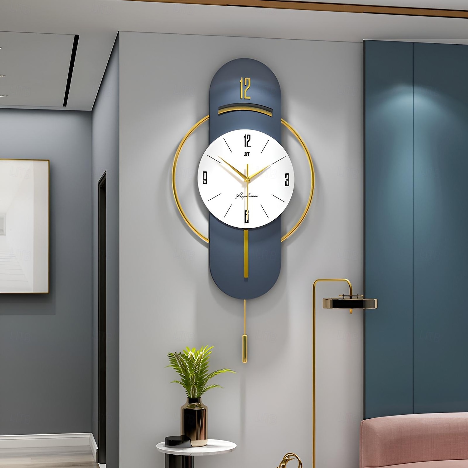 Reloj de pared de cuarzo silencioso con suspensión de tamaño completo, reloj de pared electrónico de péndulo para dormitorio y hogar, reloj de pared silencioso 2025 - $88.99 –P3