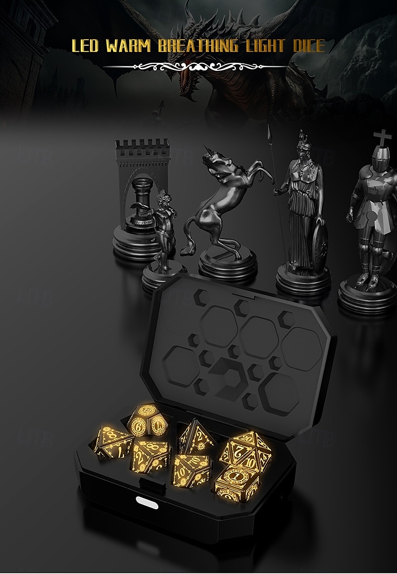перезаряжаемые игральные кости dnd светящиеся игральные кости 7 шт. светящиеся сбалансированные светодиодные игральные кости электронные игральные кости d &d подземелья и драконы многогранные 2025 - $53.99 –P1