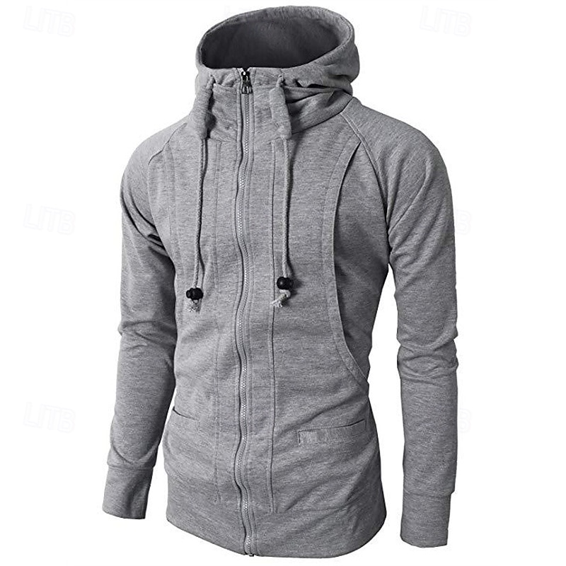 Voor heren Hoodie met rits Hoodie met volledige rits Fleece hoodie Zwart Wijn Leger Groen Marineblauw Khaki Capuchon Effen Rits omhoog Zak Sport & Outdoor Dagelijks Feestdagen Polyester Streetwear 2025 - $20.99 –P20