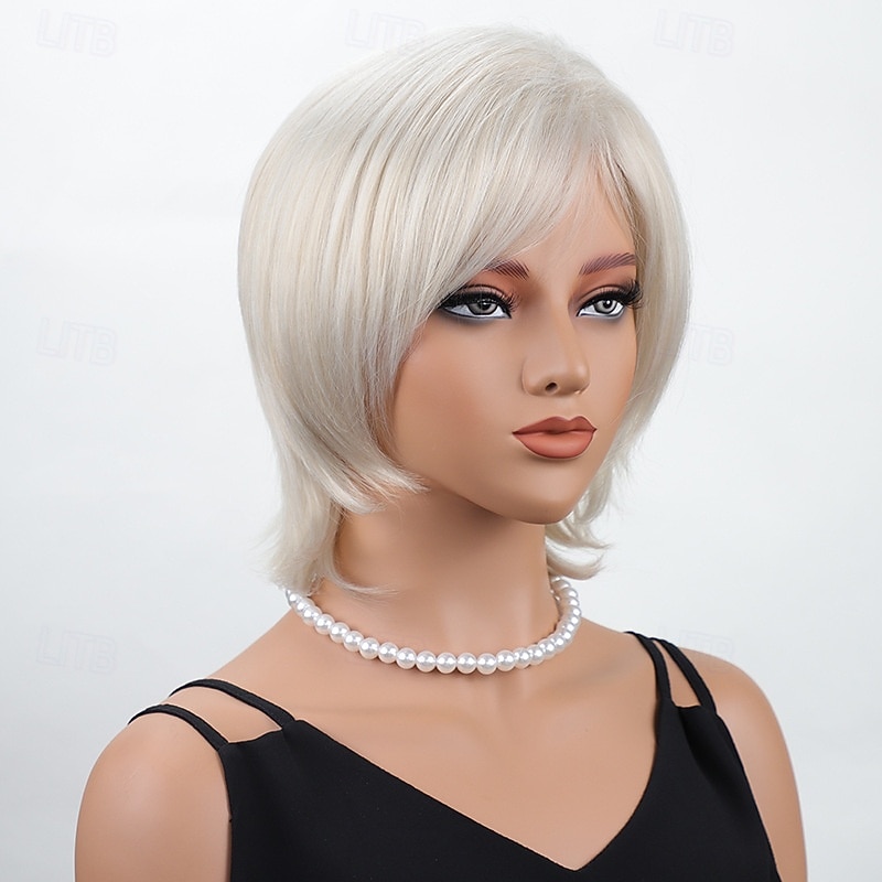 perucas loiras curtas para mulheres peruca bob peruca natural reta parte lateral cabelo para festa diária cosplay de 2026 por $20.99 –P4