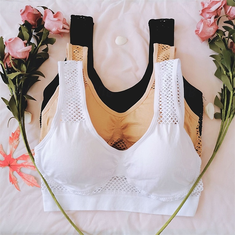 Women's Light Support Sports Bra Running Bra Open Back Bra Top Padded Fitness Leisure Sports Running Breathable Lightweight Soft Black White Pink Solid Colored 2025 - $9.99 –P3
