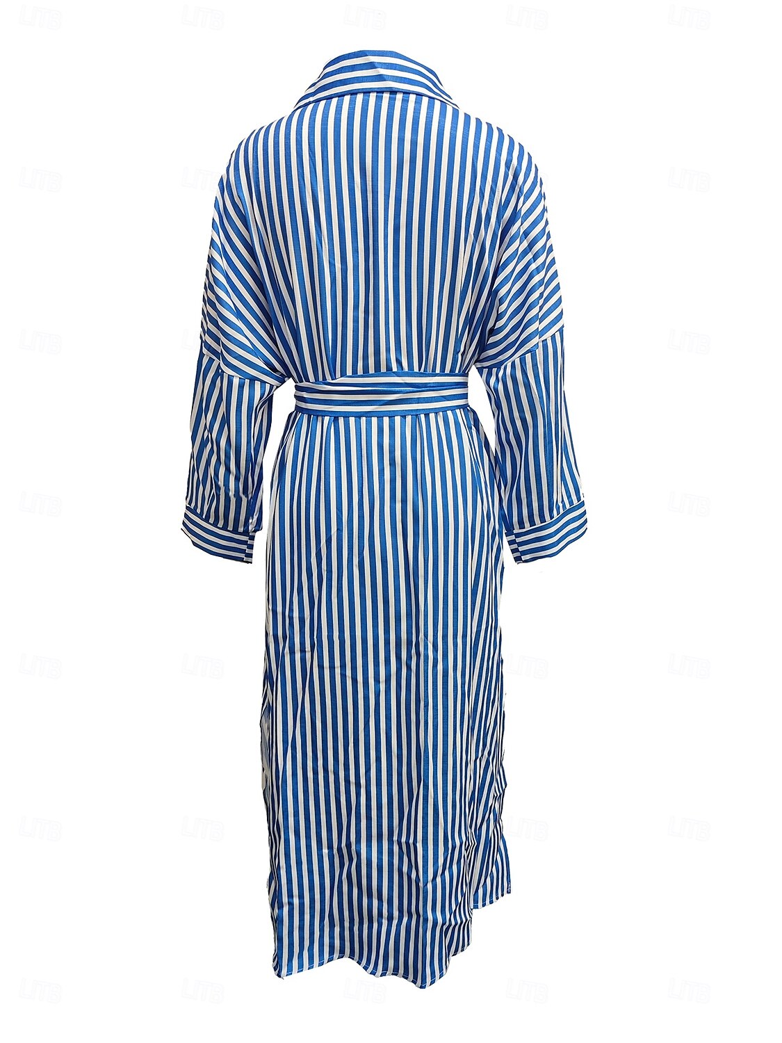 rochie camasa dama dunga geometrica imprimeu nasturi decolteu in V rochie lunga maxi rochie eleganta zilnic jumatate maneca iarna 2025 - $41.99 –P10