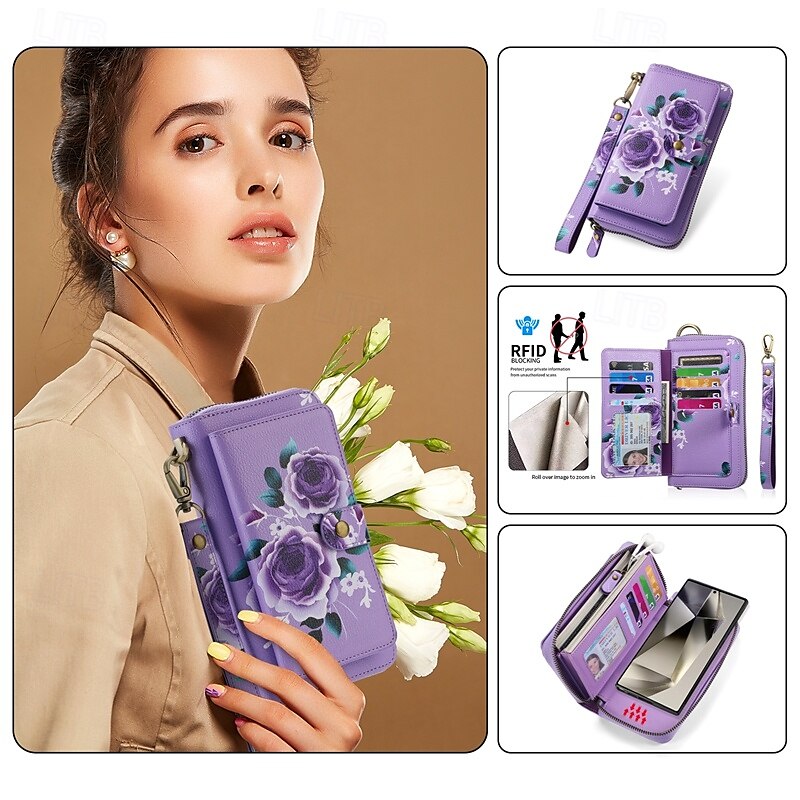 Phone Case For S24 S24 Ultra Plus S23 Ultra Plus S23 S22 S22 Plus Ultra Back Cover Wallet Case Zipper with Wrist Strap Card Slot Retro TPU PU Leather 2025 - $34.99 –P10