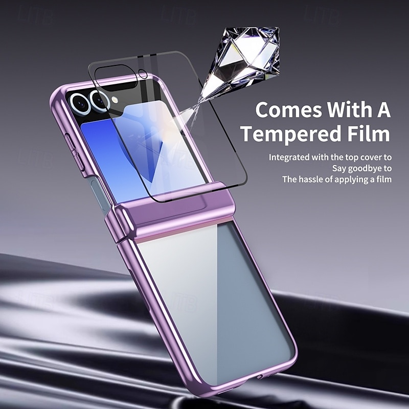 Phone Case For Z Flip 6 Z Flip 5 Back Cover with Screen Protector Shockproof Retro Plating 2025 - $25.99 –P2