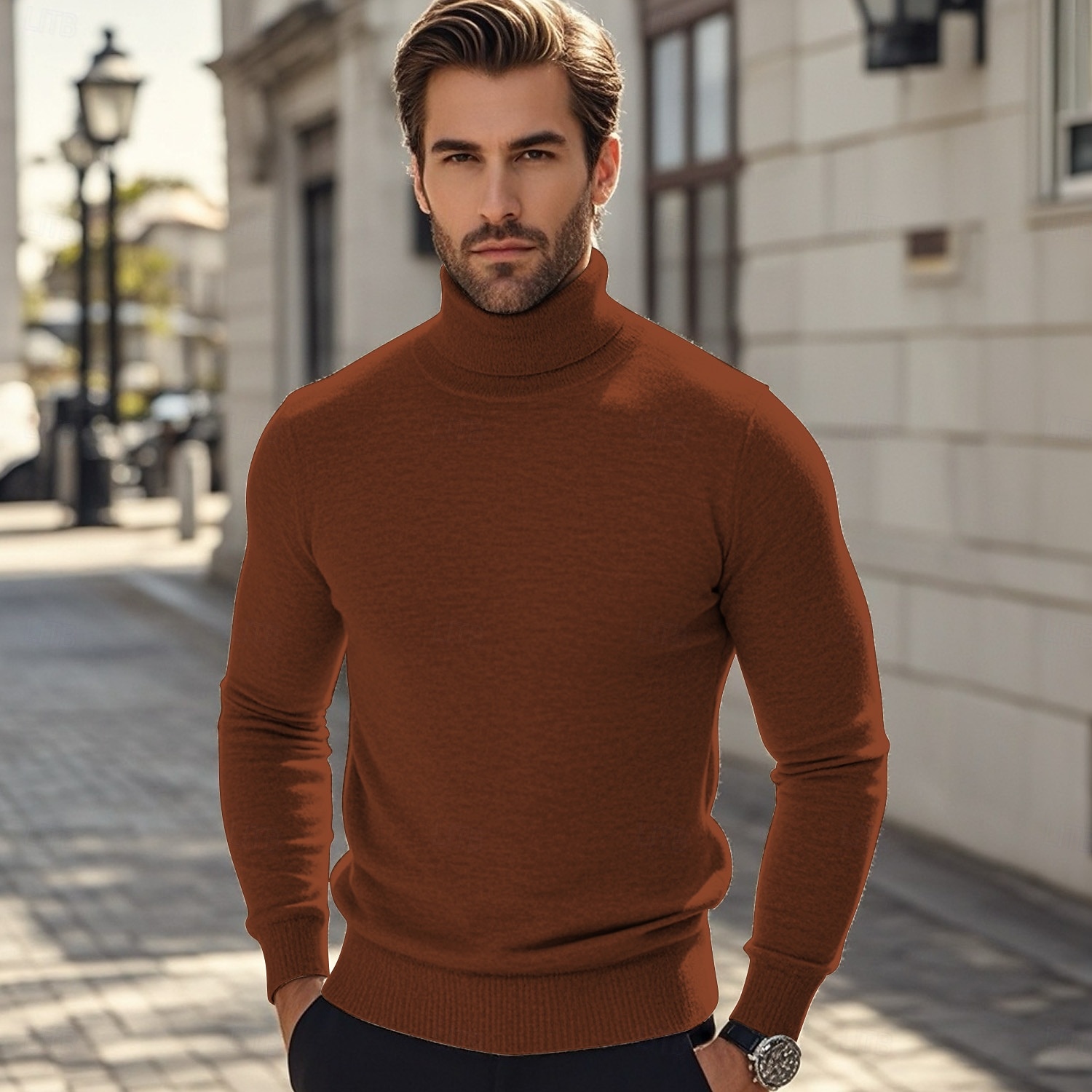 Homme Pull Pull en tricot A côtes Tricoter Normal Tricoté Plein Col Roulé Mode Décontractées Vacances Usage quotidien Vêtement Tenue Automne hiver Chameau Vin S M L de 2025 ? $21.99 –P2