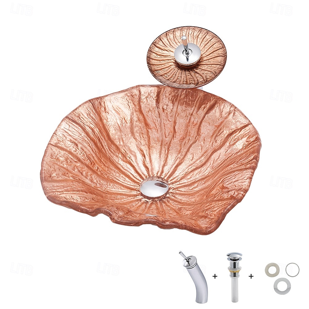 baderomsvask skål korallskall servant pop up vask avfall herdet glass benkeplate servant glass servant kran baderomsvask servant 2025 - $453.59 –P7