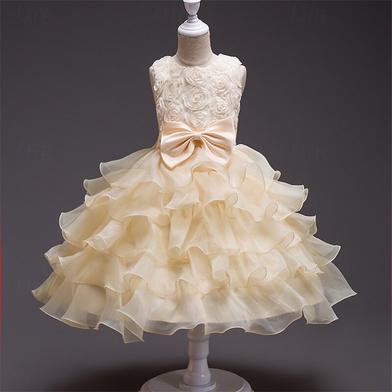 Kids Girls' Cosplay Dress Party Dress Solid Color Sleeveless Performance Christmas Mesh Backless Patchwork Beautiful Sweet Polyester Maxi Party Dress Swing Dress Tulle Dress Winter 4-12 Years White 2025 - $32.99 –P6