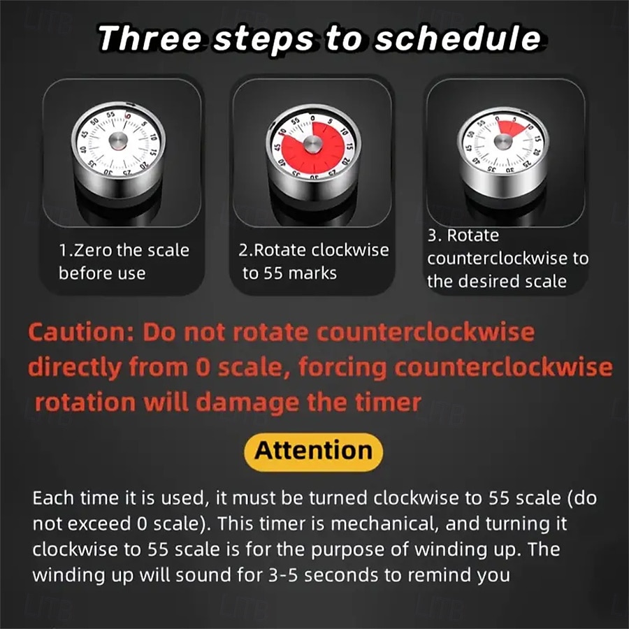 Stainless Steel Mechanical Kitchen Cooking Timer Magnet Round Shape 60 Minutes Countdown Cooking Clock Alarm Time Reminder 2025 - $15.99 –P8