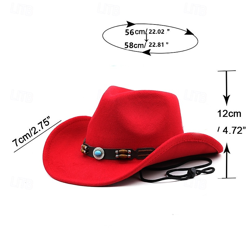 Férfi Kentucky Derby Hat Szalmakalap Cowboy kalap Fedora Trilby kalap Fekete Bor Gyapjú Régies stílus Divat 18. század Texas állam Napi Témakör Egyszínű / Sima szín Fényvédő Szerepjáték 2026 - $20.99 –P1