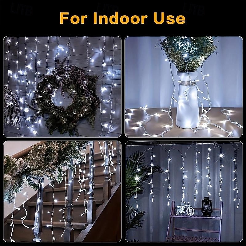 2025年 4m 96LED 屋外ソーラーアイスバーライトストリング 中庭の軒先 バルコニー フェンス ステップ クリスマス ウェディング お祝いの雰囲気 装飾ライトストリング  コレクション – $15.99 –P7