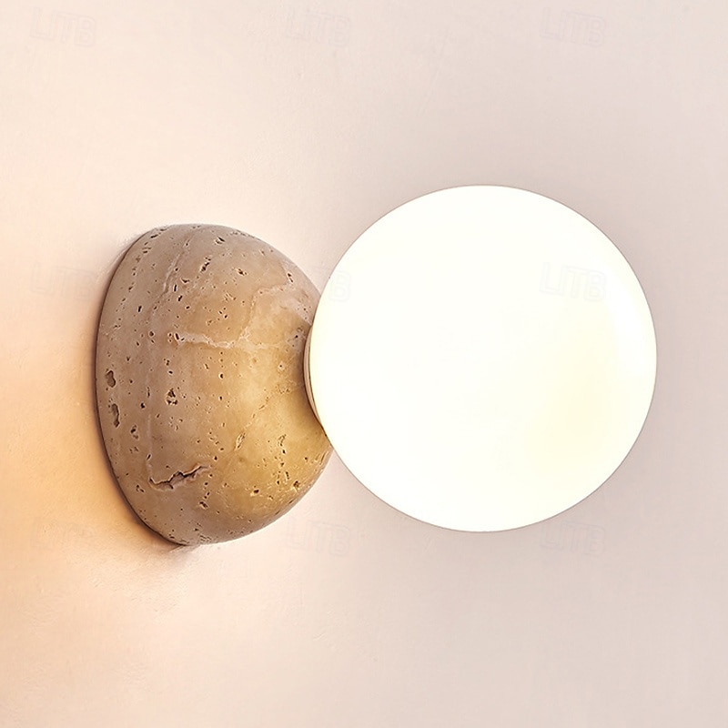 Apliques de pared de estilo japonés wabi-sabi, lámparas de pared con pantalla de vidrio lechoso, luces de pared de piedra 2025 - €59.99 –P3