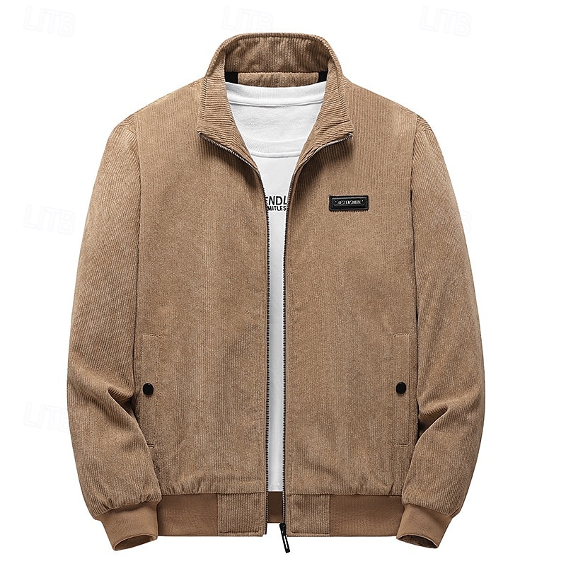 Herren Winterjacke Cordjacke Fleecejacke Freizeitjacke Täglich Urlaub warm Tasche Vlies Herbst Winter Glatt Modisch Strassenmode Ständer Standard Schwarz Gelb Armeegrün Grau Jacken 2025 - $41.99 –P2