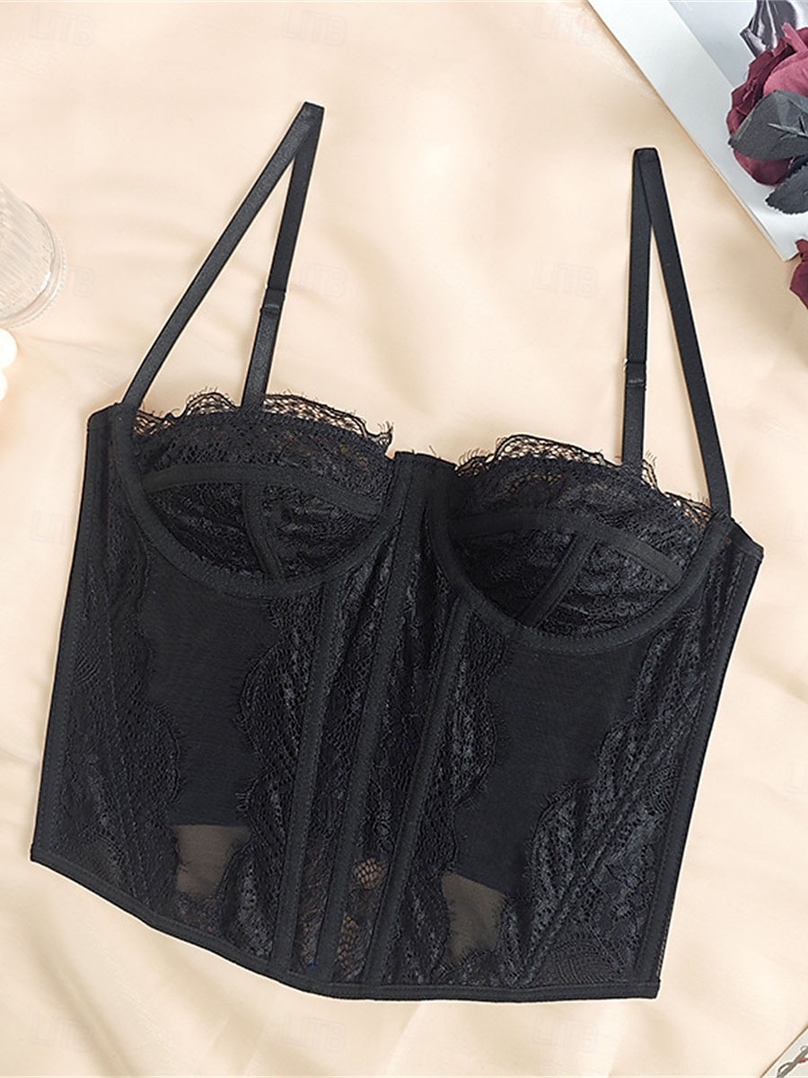 Women's Loungewear Pure Color Corsets Carnival Party Valentine's Day Breathable Straps Sleeveless Lace Backless Summer Spring Home Outfits 2025 - $23.99 –P14
