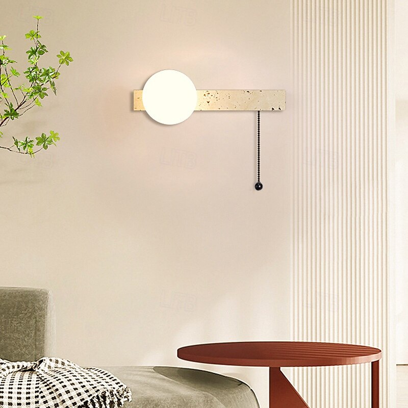 wabi-sabi moderno giallo travertino applique da parete interruttore a catena stile retrò lampada da parete in vetro lampada da parete quadrata minimalista montaggio in superficie illuminazione da del 2025 a $124.99 –P8