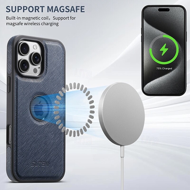 2025年 電話 ケース 用途 iPhone 16 Pro Max プラス iPhone 15 プロマックスプラス iPhone 14 13 12 Pro Max Plus iPhone 14 Pro Max iPhone 13 12 Pro Max バックカバー 磁石バックル ワイヤレス充電をサポート 耐衝撃 レトロ風 TPU PC PUレザー  コレクション – $11.99 -P11