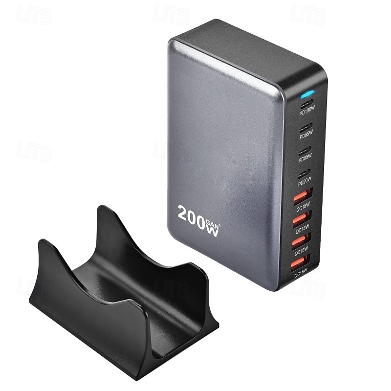 200 Вт usb c зарядное устройство блок gan 8-портовый usb c быстрая зарядная станция pps pd 65 Вт ноутбук зарядное устройство адаптер 2025 - $87.99 –P10
