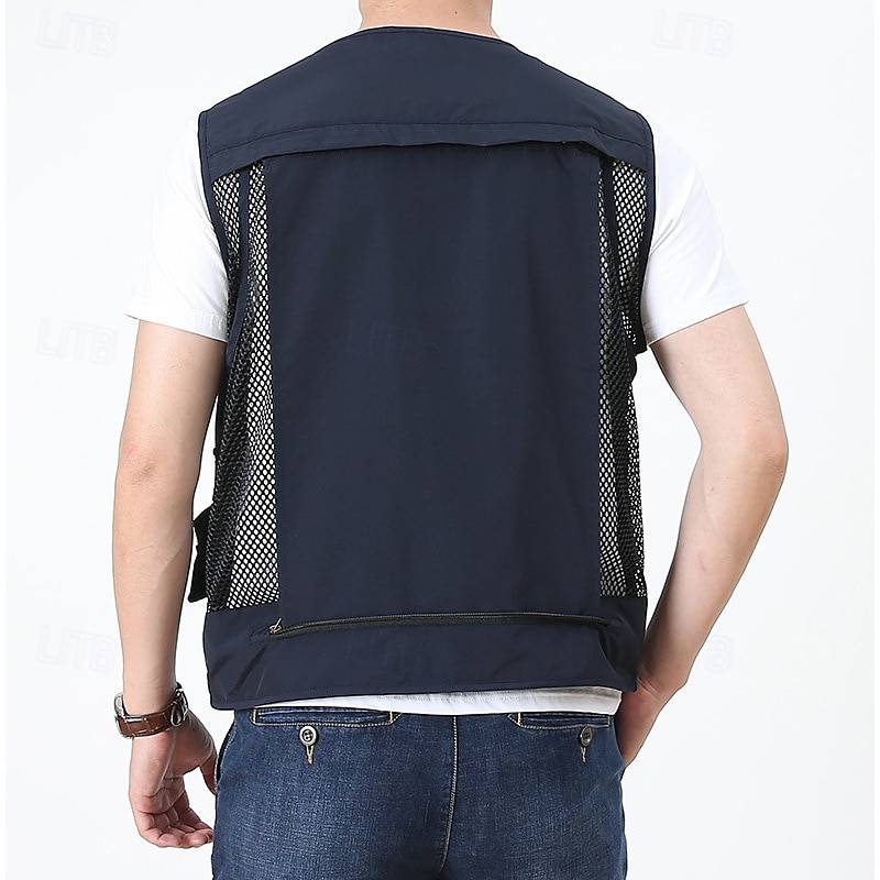 Herren Weste für Wanderer Wander-Fleeceweste Ärmellos Weste Außen Atmungsaktiv Komfortabel Tasche Polyester Schwarz Armeegrün Rot Jagd Angeln Klettern 2025 - $26.99 –P15