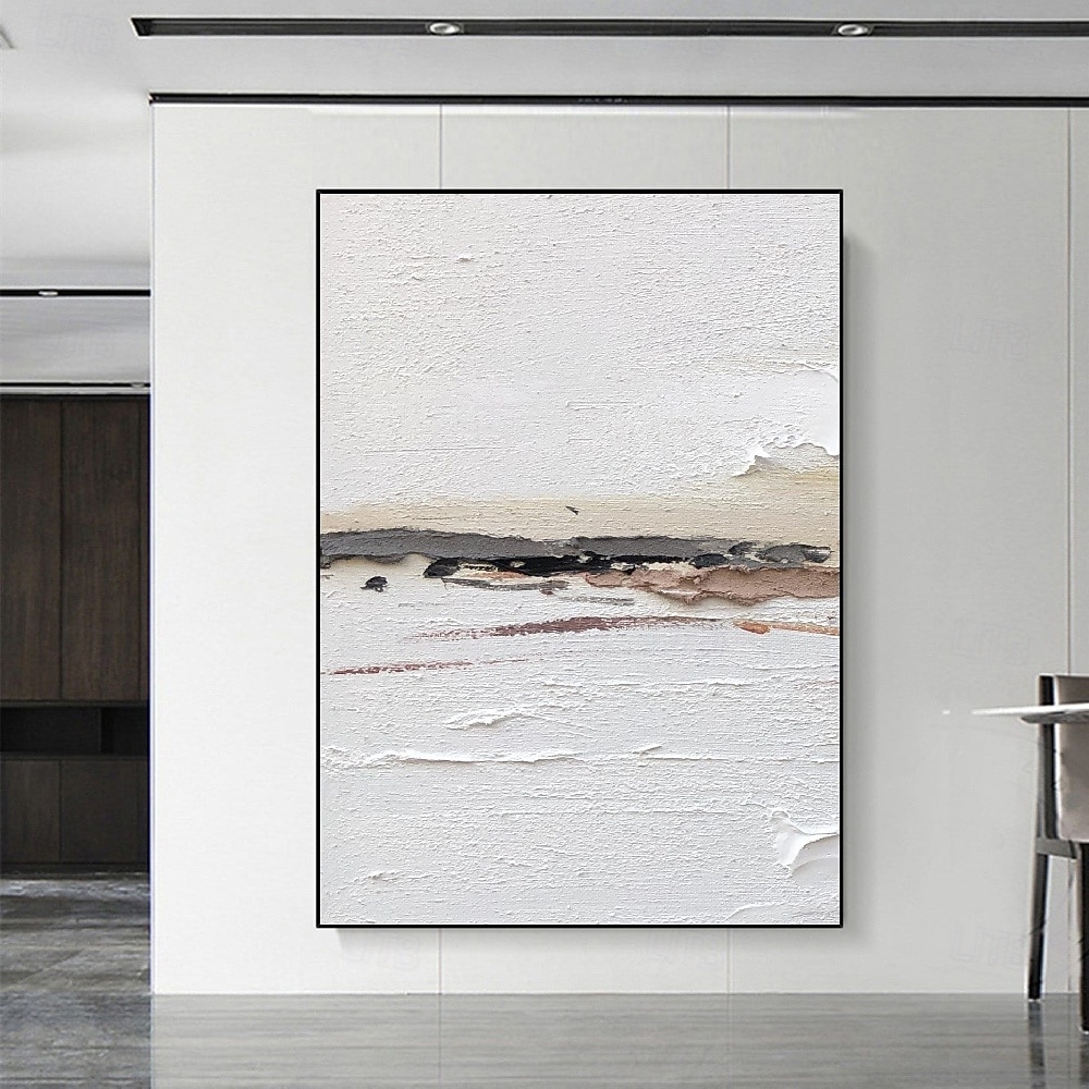 2025年 手描きのわびさびアートワーク絵画壁アート油絵キャンバスに手作りベージュ抽象画一組ベージュテクスチャ壁アートニュートラル抽象壁アートボヘミアンウォールデコレーション  コレクション – $108.99 –P4