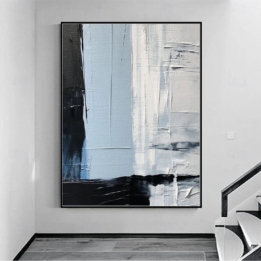 handgemachtes blaues abstraktes blau-goldenes Ölgemälde auf Leinwand, groß, handgemalt, abstrakt, strukturiert, boho, modernes Ölgemälde, Wandkunst, zeitgenössisches minimalistisches Kunstwerk für 2025 - $125.99 –P7