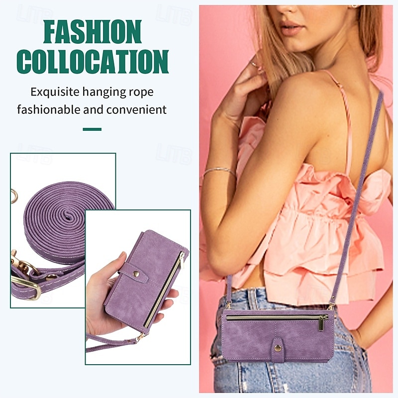 Phone Case For Z Fold 6 Z Fold 5 Z Fold 4 Z Fold 3 Back Cover with Stand Holder Zipper with Lanyard Retro TPU PU Leather 2025 - $20.99 –P12