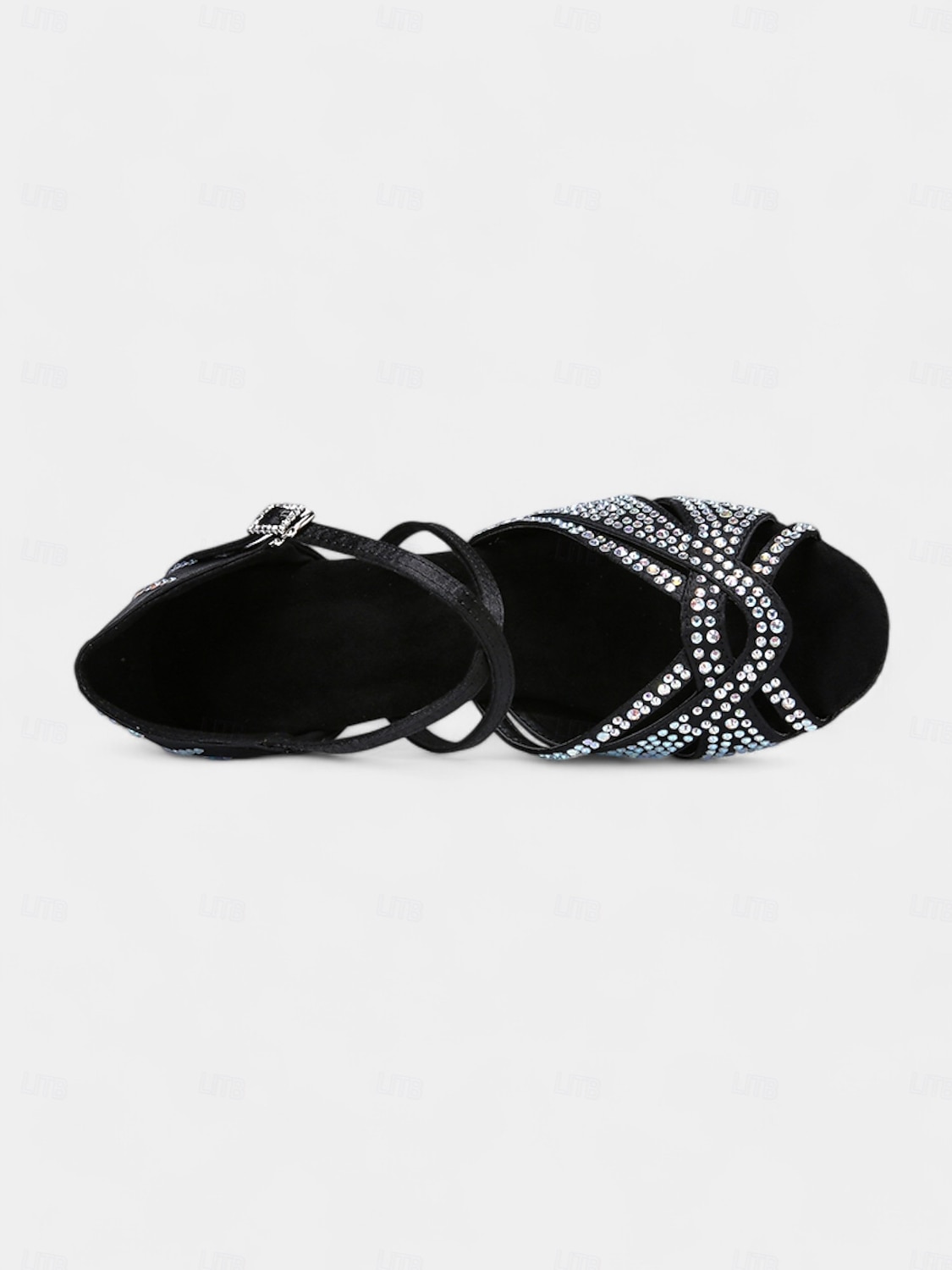 Escarpins de danse pour femmes en strass dorés avec brides croisées et semelle en daim – idéals pour les spectacles de danse de salon et de danse latine de 2025 ? $54.99 –P6