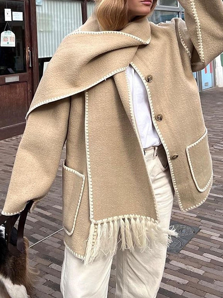 Dam Vinterkappa Utomhus Gata Dagliga kläder Höst Vinter Normal Täcka Normal Håller värmen Andningsfunktion Stylish Ledigt Jacka Långärmad Slät Tofs Med fickor Svart Vit Kaki 2025 - $37.99 –P9