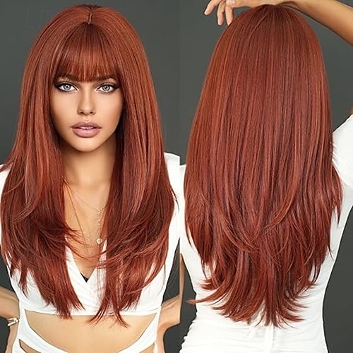 Long Straight Wig with Bangs for Women Hair Synthetic Heat Resistant Pastel Layered Wig Sexy Colored Wig for Cosplay Christmas Gifts Party Wigs 2025 - $19.99 –P2