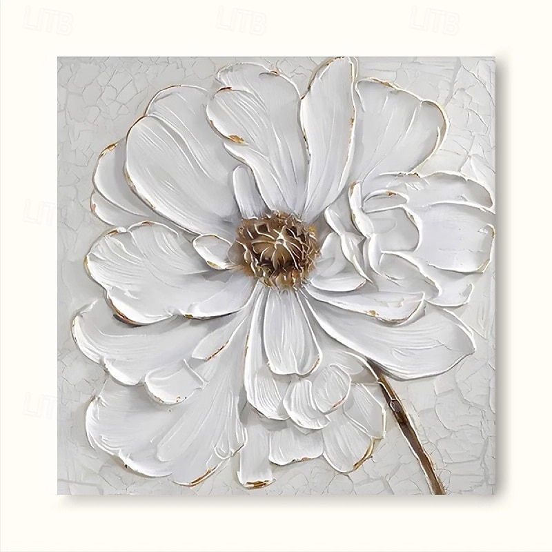 peinture à l'huile peinte à la main peinture florale 3D couteau à palette fait à la main fleurs peinture à l'huile art mural grande peinture texturée blanche 3D peintures décoratives modernes de 2025 ? $125.99 –P1