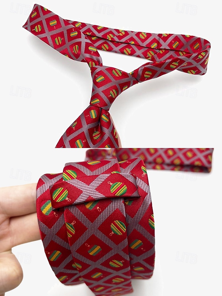 cravate à thème de Noël pour hommes – cravates festives avec des motifs de Père Noël, de flocons de neige et de cannes à sucre pour les fêtes de fin d'année de 2025 ? $2 –P5