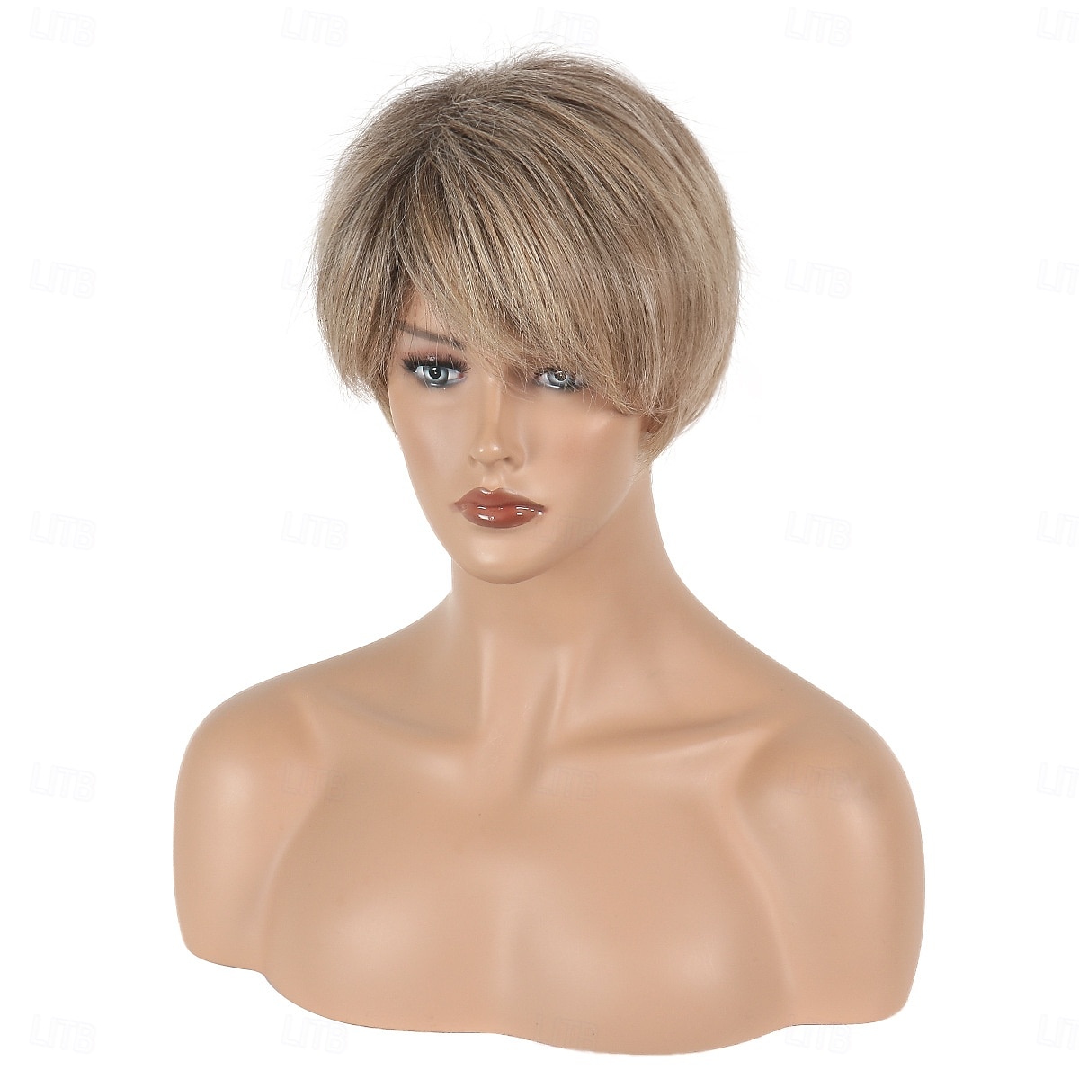 parrucche bionde corte per donne parrucche bionde con taglio pixie con frangia parrucche corte lisce a strati parrucche bionde chiare sintetiche dall'aspetto naturale del 2025 a $20.99 –P4