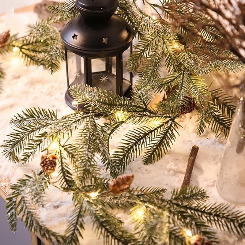 guirlanda de vime com agulhas de pinheiro de natal, luzes de corda alimentadas por bateria, 1,75 m, 20 leds, para áreas internas e externas, árvore de natal, festa de natal, janela de casa, decoração de 2025 por $21.99 –P3